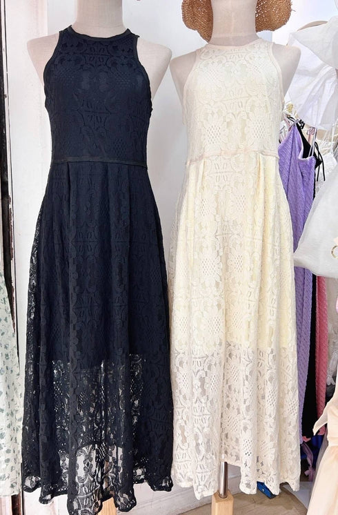 Lacey Embroider Sleeveless Maxi Dresses